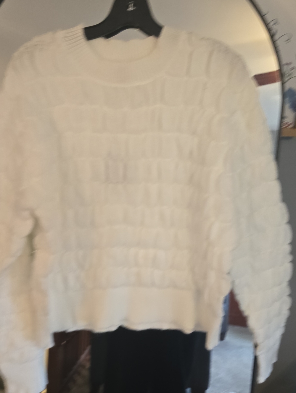 White Women's Textured Crewneck Sweater